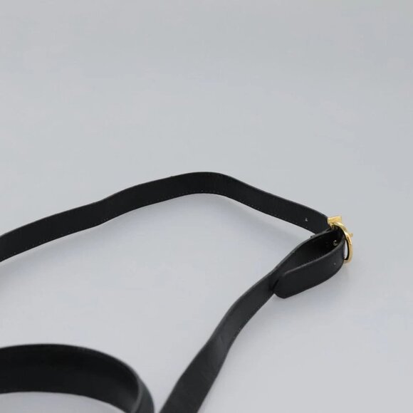 Salvatore Ferragamo Gancini Hand Bag Leather 2way Black Gold Auth MY114 - Picture 12 of 15